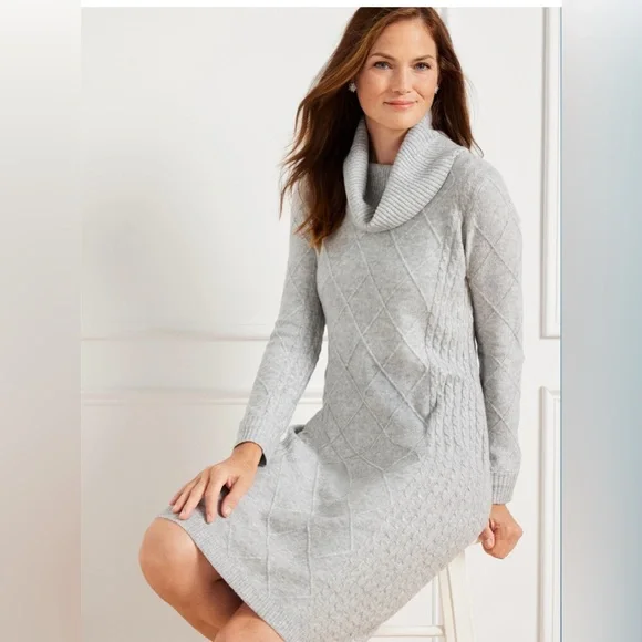 Talbots | Dresses | Talbots Cable Knit Cowl Neck Sweater Dress | Poshmark